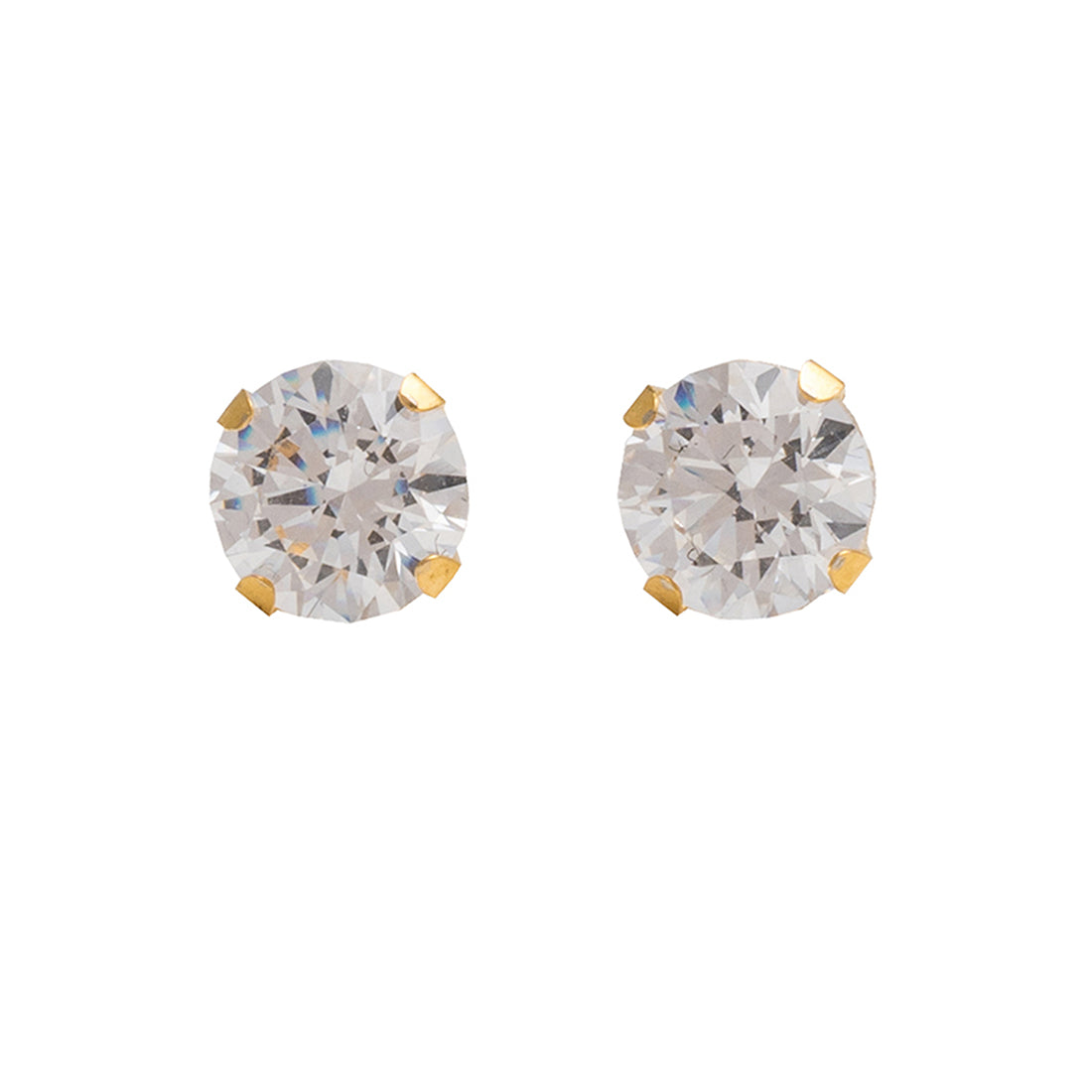 5MM Cubic Zirconia 24K Pure Gold Plated Ear Studs | Ideal for everyday wear