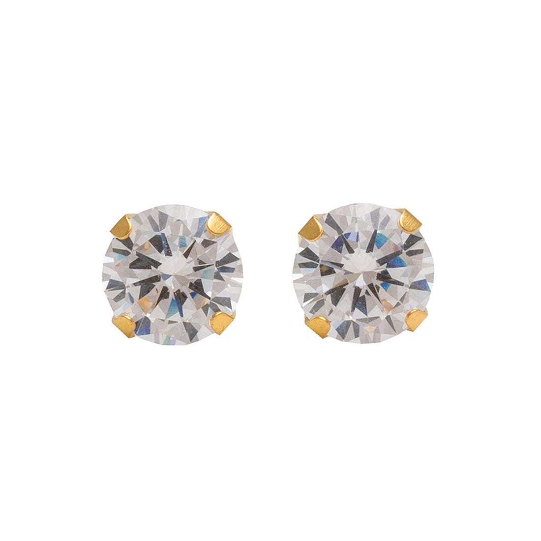 7MM Cubic Zirconia 24K Pure Gold Plated Ear Studs | Ideal for everyday wear