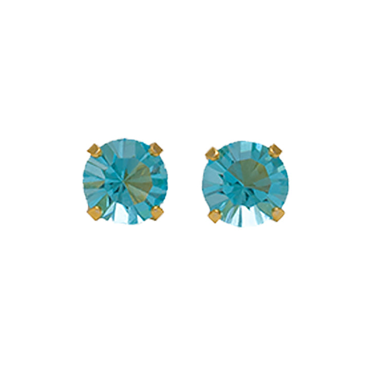 5MM March - Aquamarine 24K Pure Gold Plated Ear Studs | Ideal for everyday wear