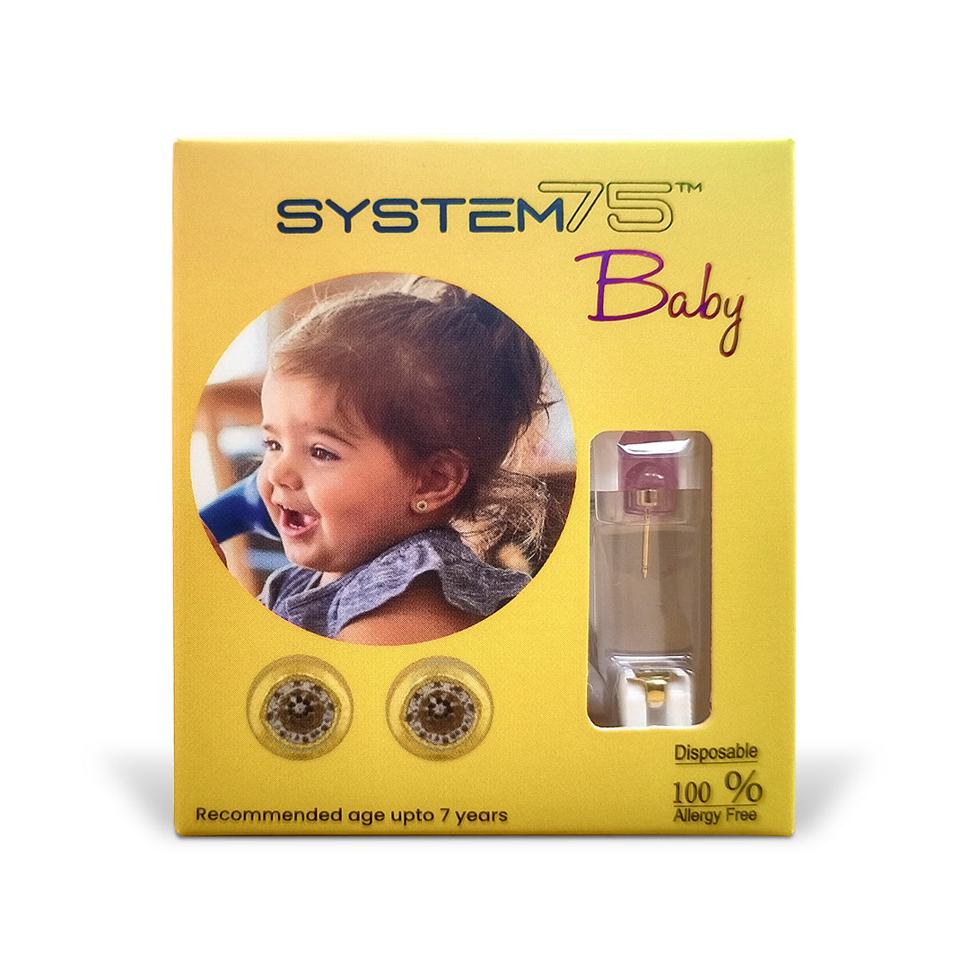 2MM Bezel Cubic Zirconia 18K Gold Piercing Ear Stud For Baby