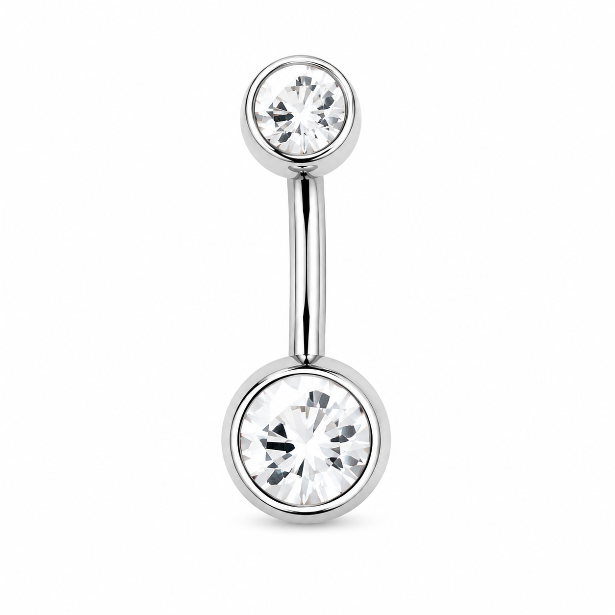 Body Jewellery Double Jewel Crystal Stainless Steel 14G 10Mm Belly Stud