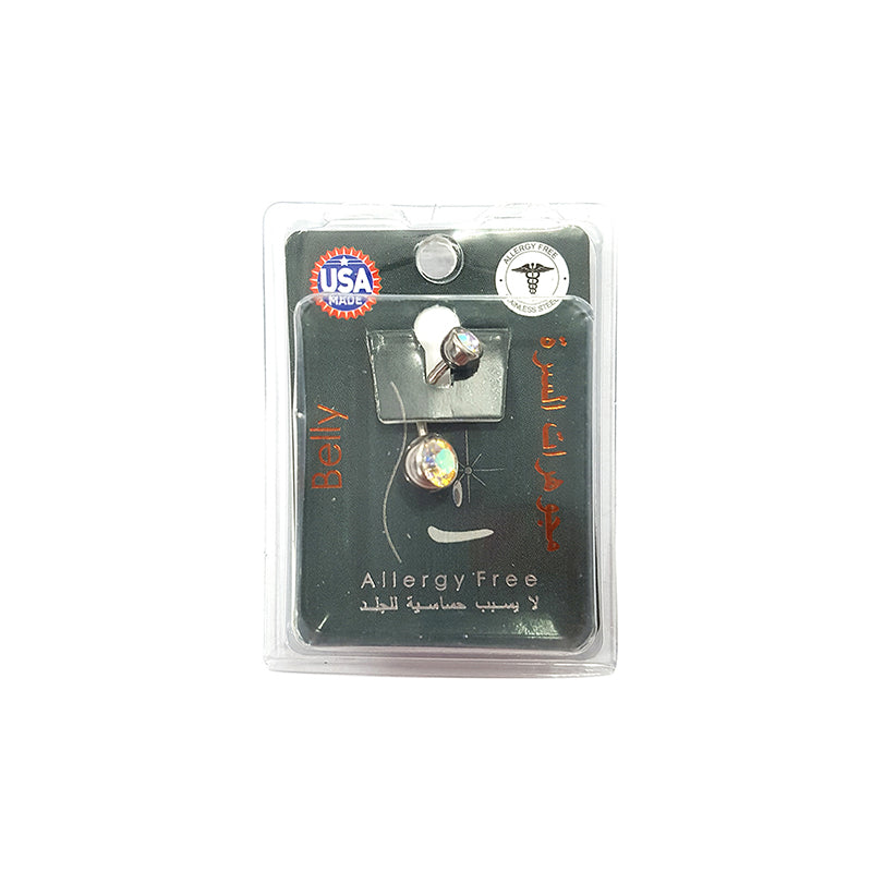 Body Jewellery Double Jewel Ab Crystal Stainless Steel 14G 10Mm Belly Stud