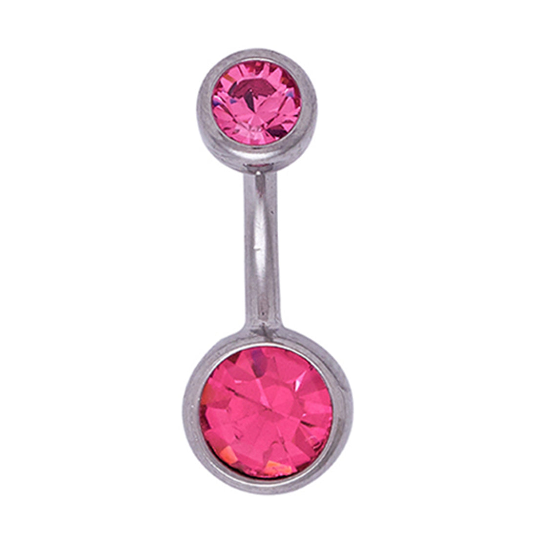 Body Jewellery Double Jewel Rose Stainless Steel 14G 10Mm Belly Stud
