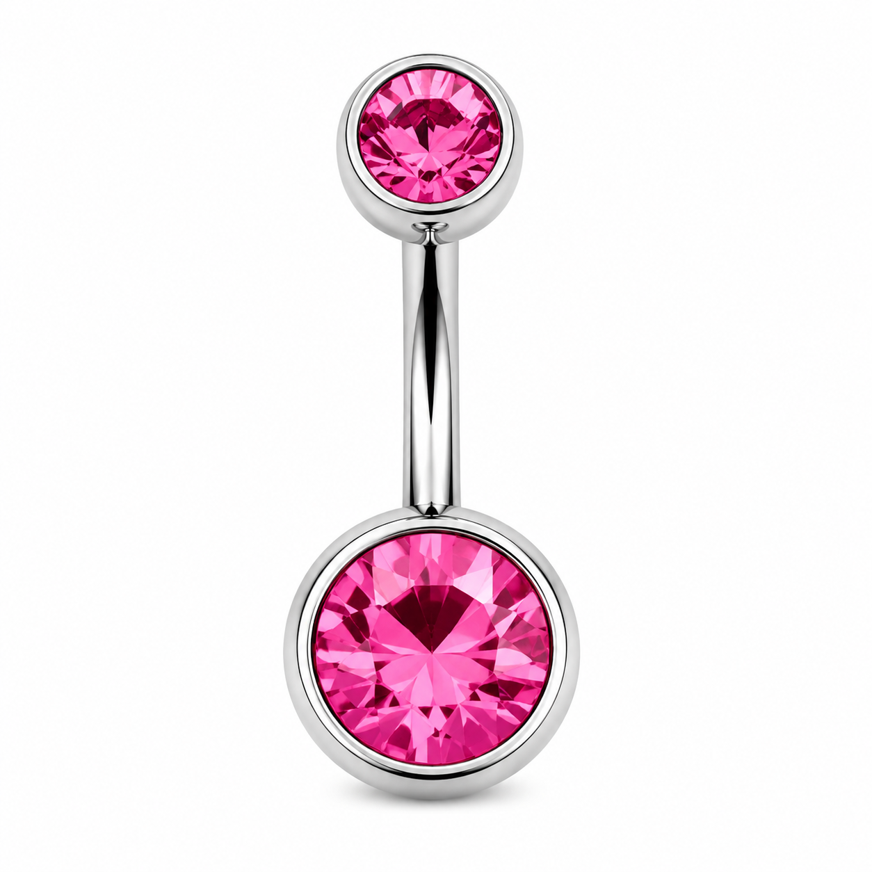 Body Jewellery Double Jewel Rose Stainless Steel 14G 10Mm Belly Stud