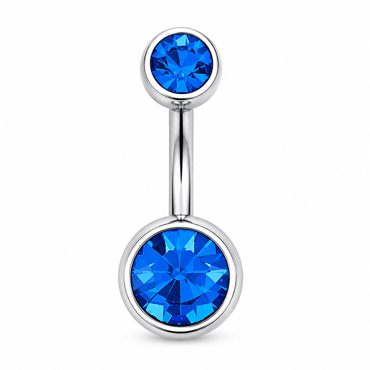 Body Jewellery Double Jewel Sapphire Stainless Steel 14G 10Mm Belly Stud