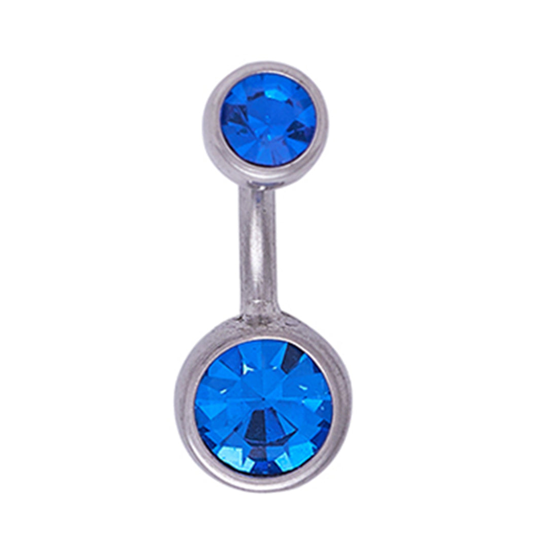 Body Jewellery Double Jewel Sapphire Stainless Steel 14G 10Mm Belly Stud