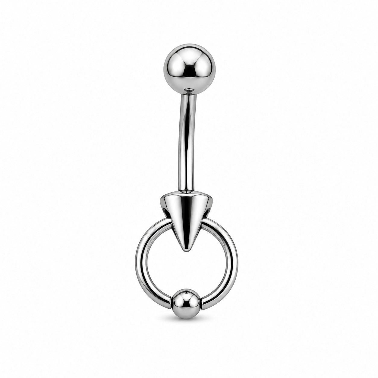 Body Jewellery Ringbell Spike Stainless Steel 14G 10Mm Belly Stud