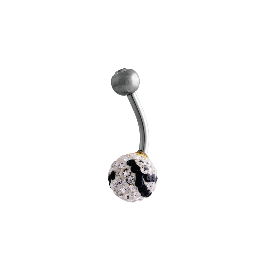Body Jewellery Black White Stone Zebra Ball Stainless Steel 14G 10Mm Belly Stud