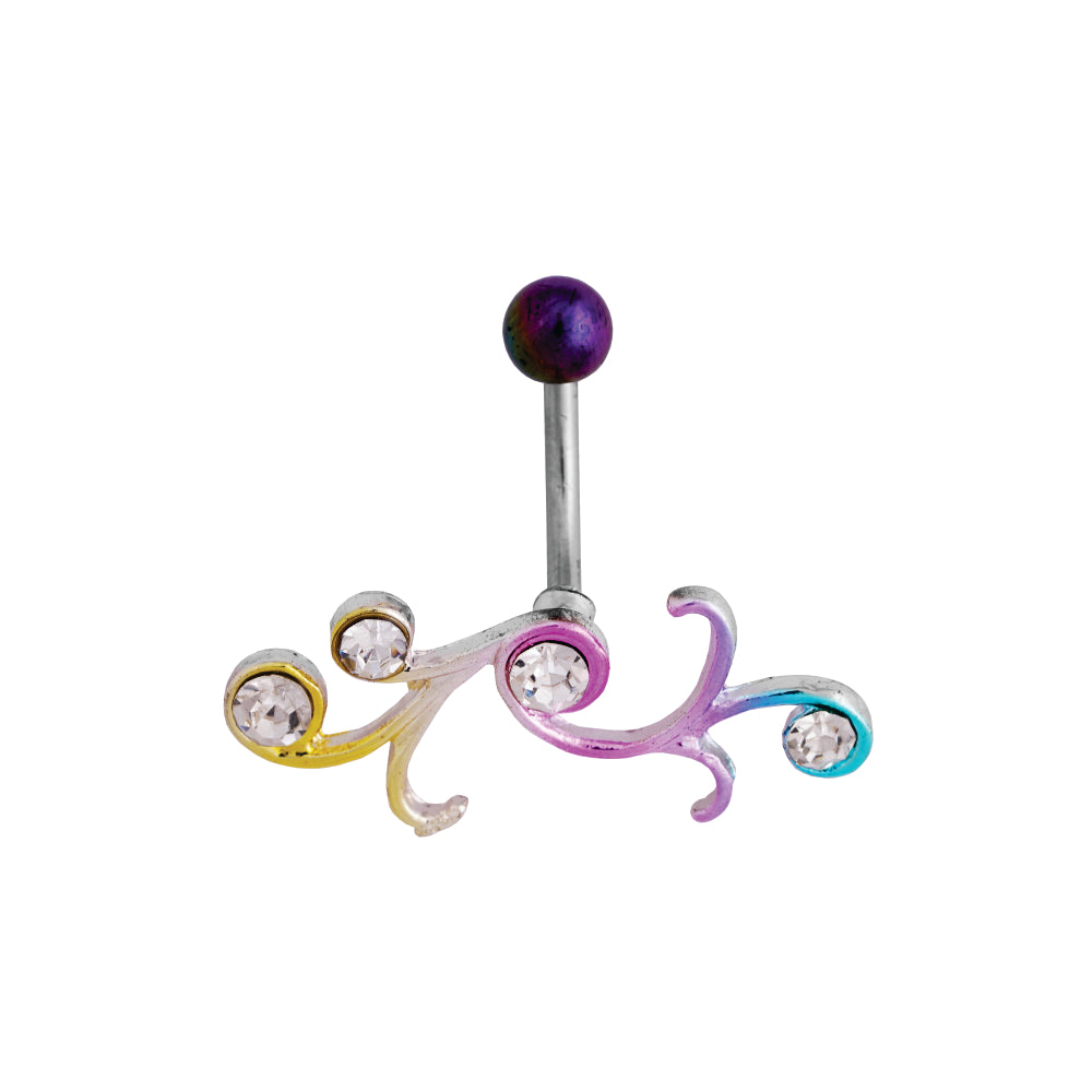 Body Jewellery Shape Tribal Rainbow Stainless Steel 14G 10Mm Belly Stud