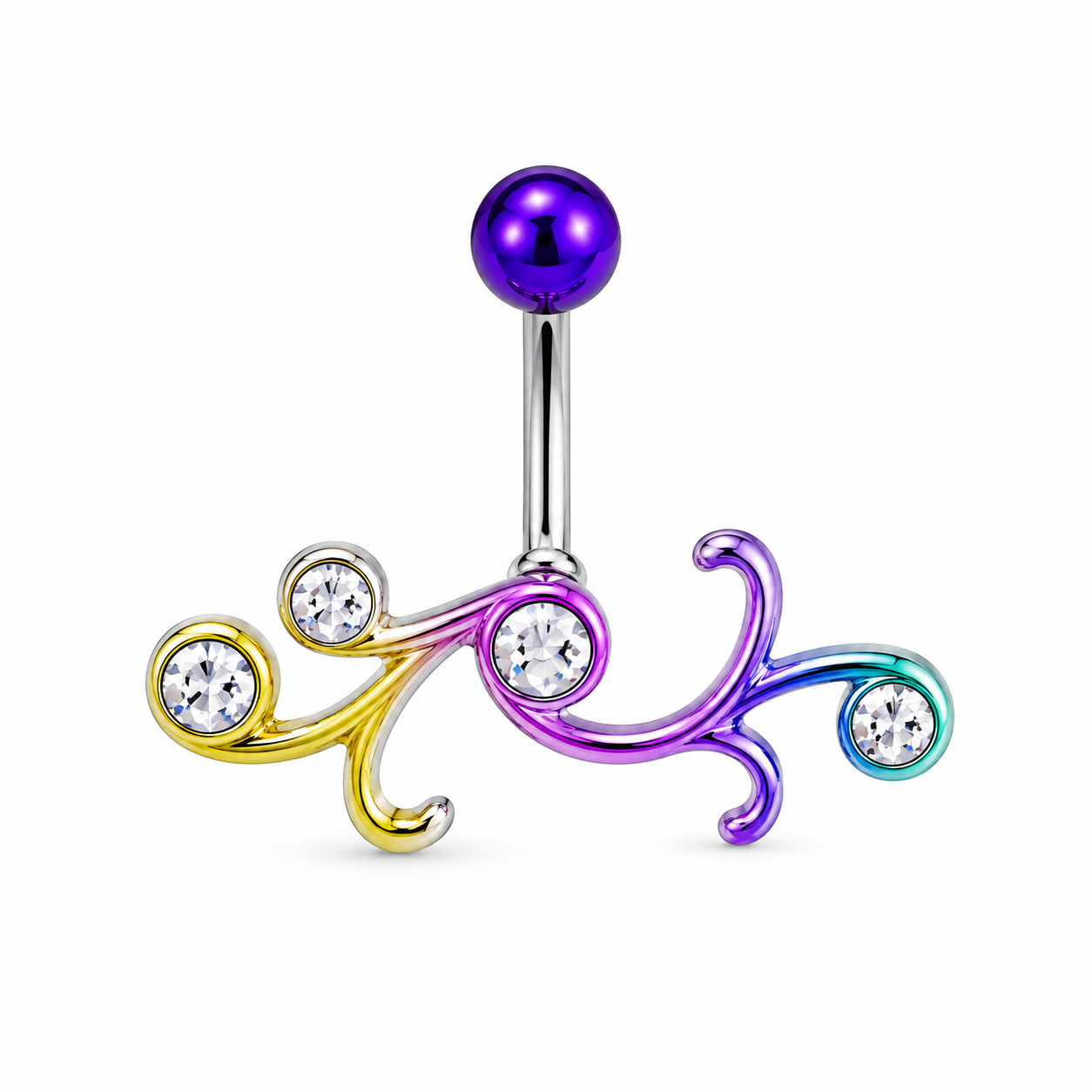 Body Jewellery Shape Tribal Rainbow Stainless Steel 14G 10Mm Belly Stud