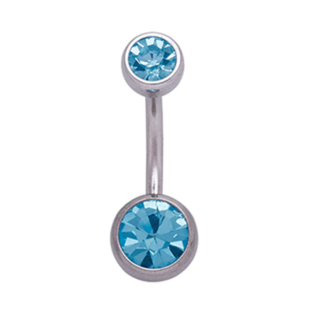 Body Jewellery Double Jewel Aqua Stainless Steel 14G 10Mm Belly Stud