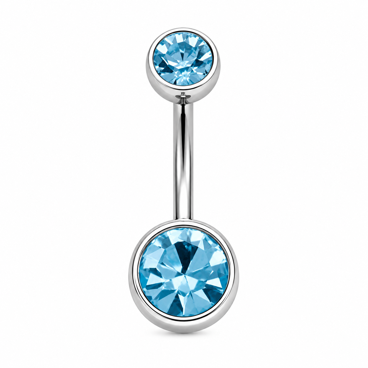 Body Jewellery Double Jewel Aqua Stainless Steel 14G 10Mm Belly Stud