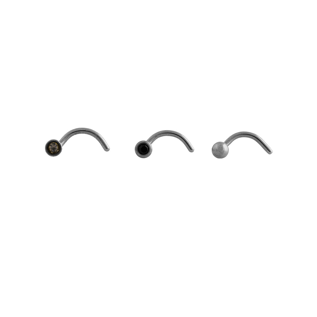 Body Jewellery Nose Screw Bell/Jet/Blk Diamond 20G 1Mm Stainless Steel Nose Stud