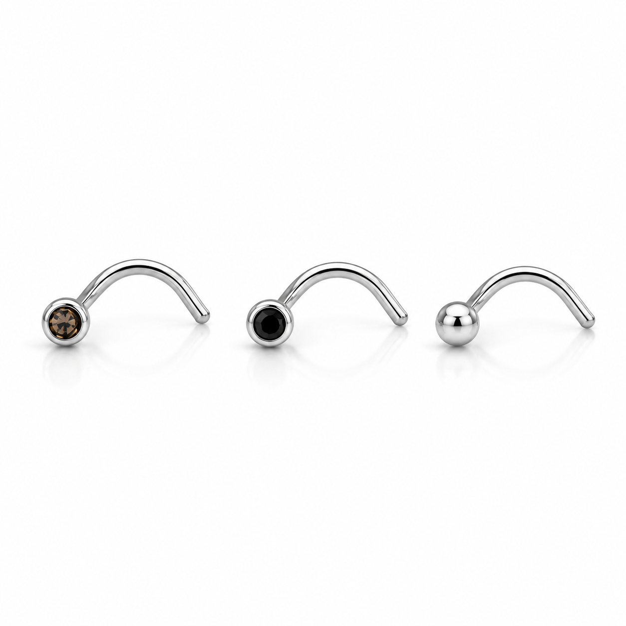 Body Jewellery Nose Screw Bell/Jet/Blk Diamond 20G 1Mm Stainless Steel Nose Stud