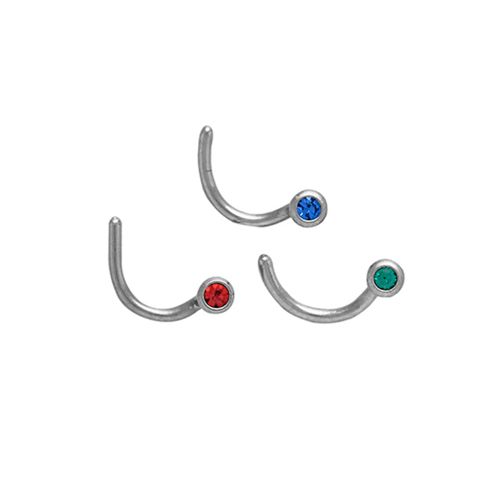 Body Jewellery Nose Screw Lt Siam/Emerald/Sapphire 20G 1Mm Stainless Steel Nose Stud