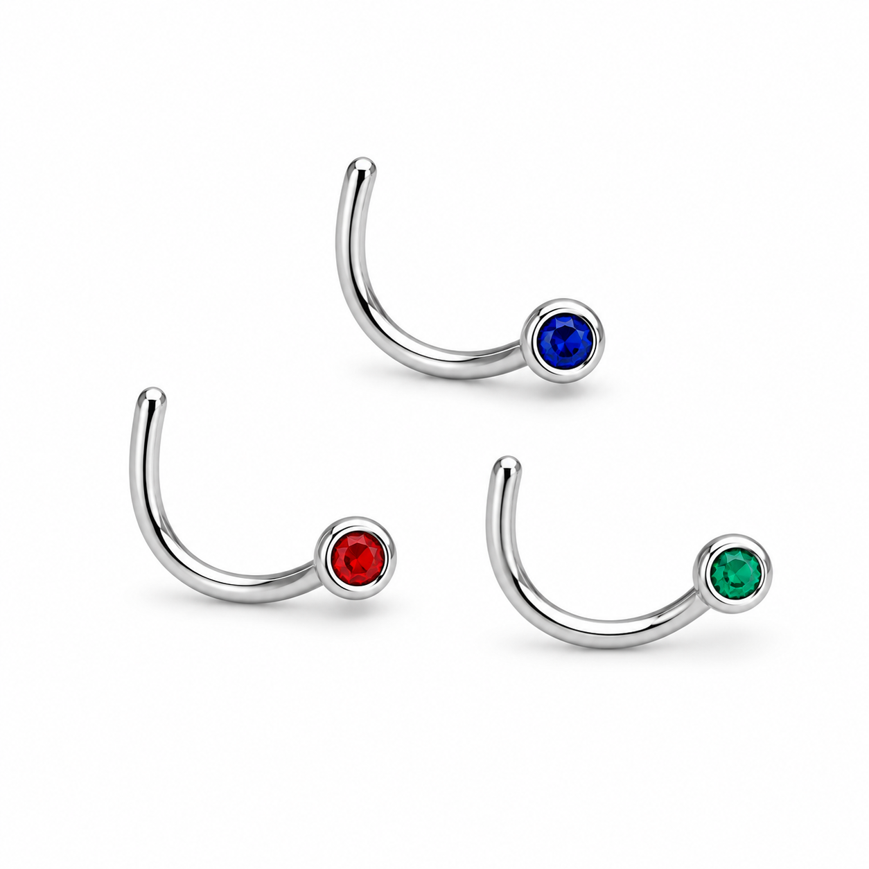 Body Jewellery Nose Screw Lt Siam/Emerald/Sapphire 20G 1Mm Stainless Steel Nose Stud