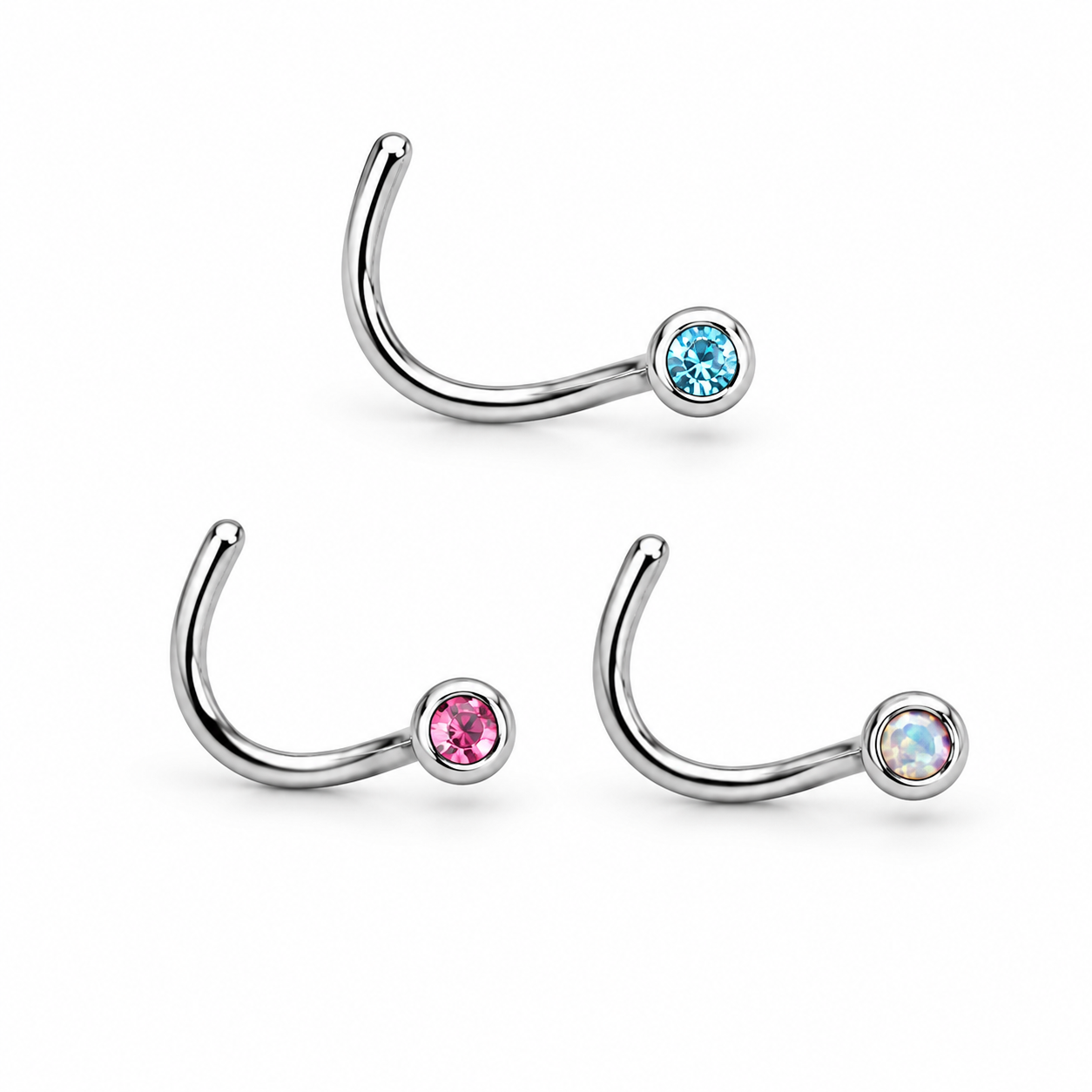Body Jewellery Nose Screw Ab Assorted Colors 20G 1Mm Stainless Steel Nose Stud
