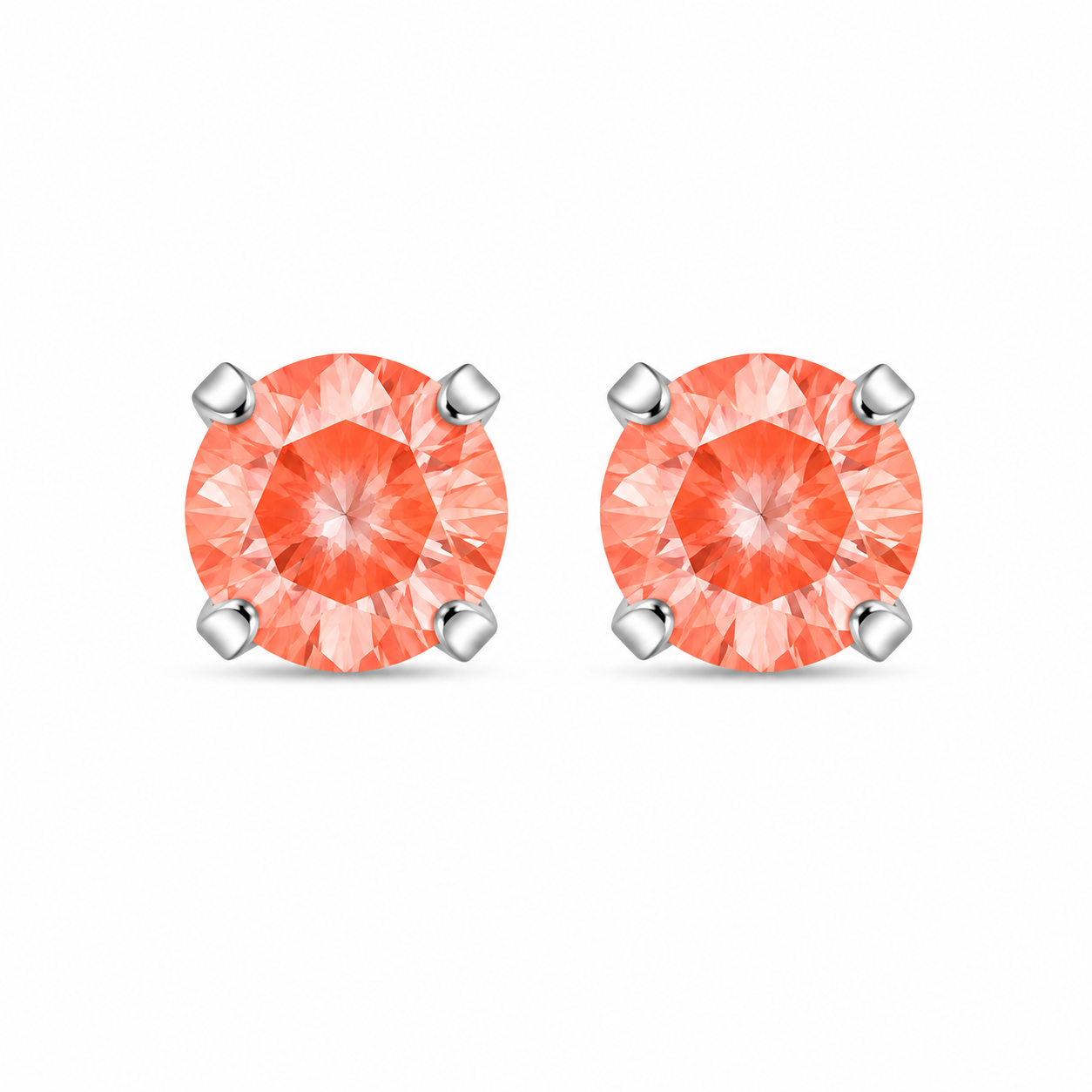 5MM Cubic Zirconia Neon Orange Allergy Free Stainless Steel Ear Studs | Ideal for everyday wear