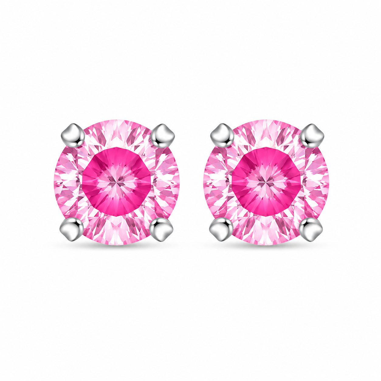 5MM Cubic Zirconia Neon Hot Pink Allergy Free Stainless Steel Ear Studs | Ideal for everyday wear