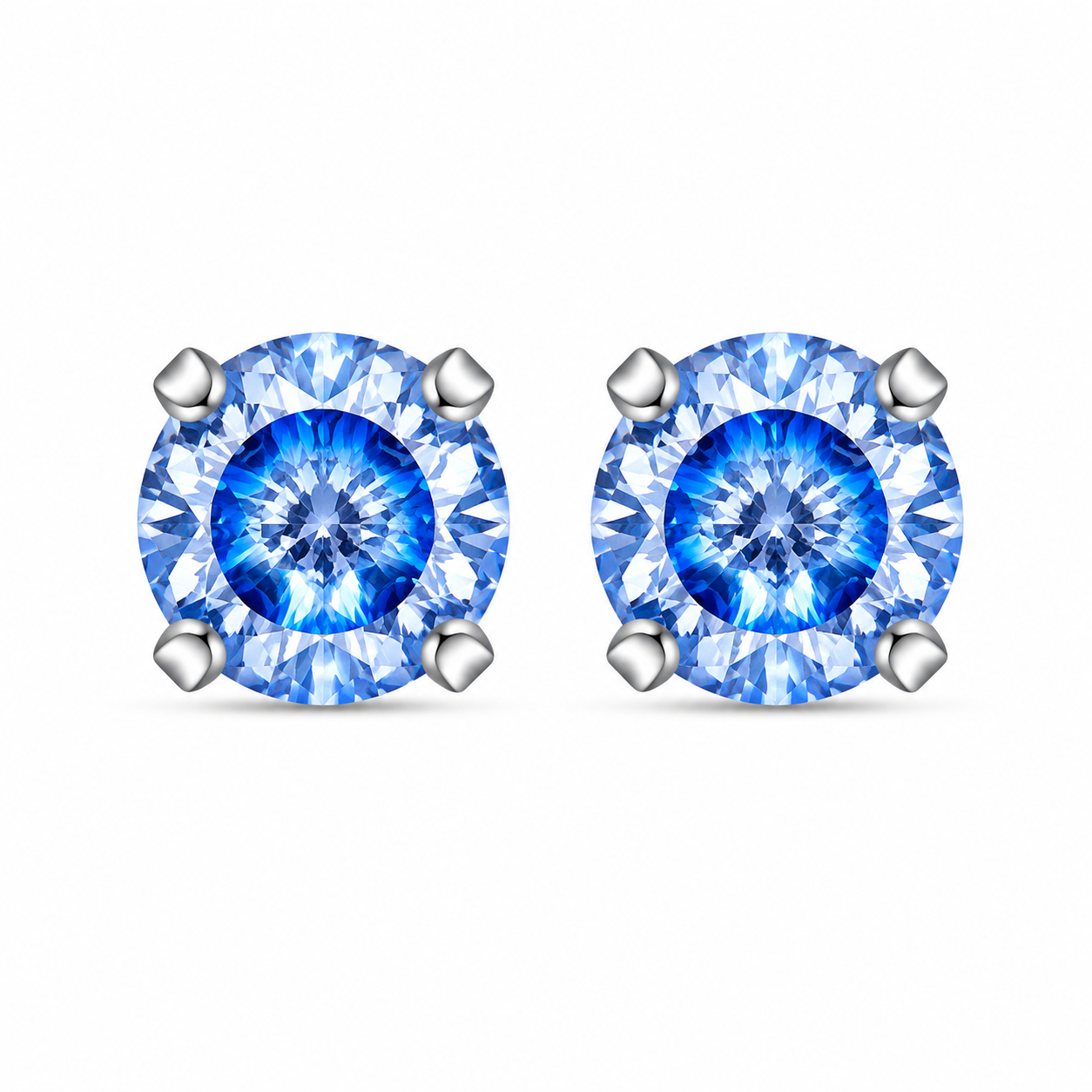 5MM Cubic Zirconia Neon Blue Allergy Free Stainless Steel Ear Studs | Ideal for everyday wear