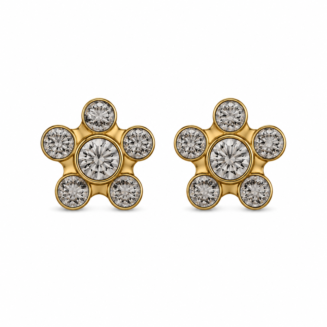 Daisy Apr Crystal 24K Pure Gold Plated Ear Studs | Ideal for everyday wear