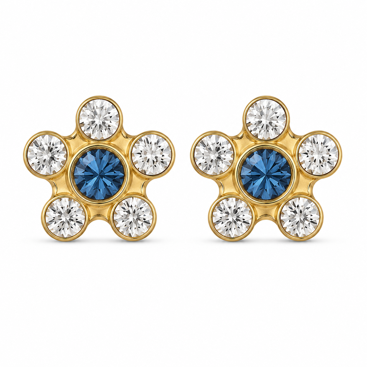 Daisy April / September Sapphire 24K Pure Gold Plated Ear Studs | Ideal for everyday wear