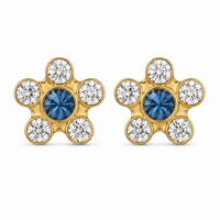 Daisy April / September Sapphire 24K Pure Gold Plated Ear Studs | Ideal for everyday wear