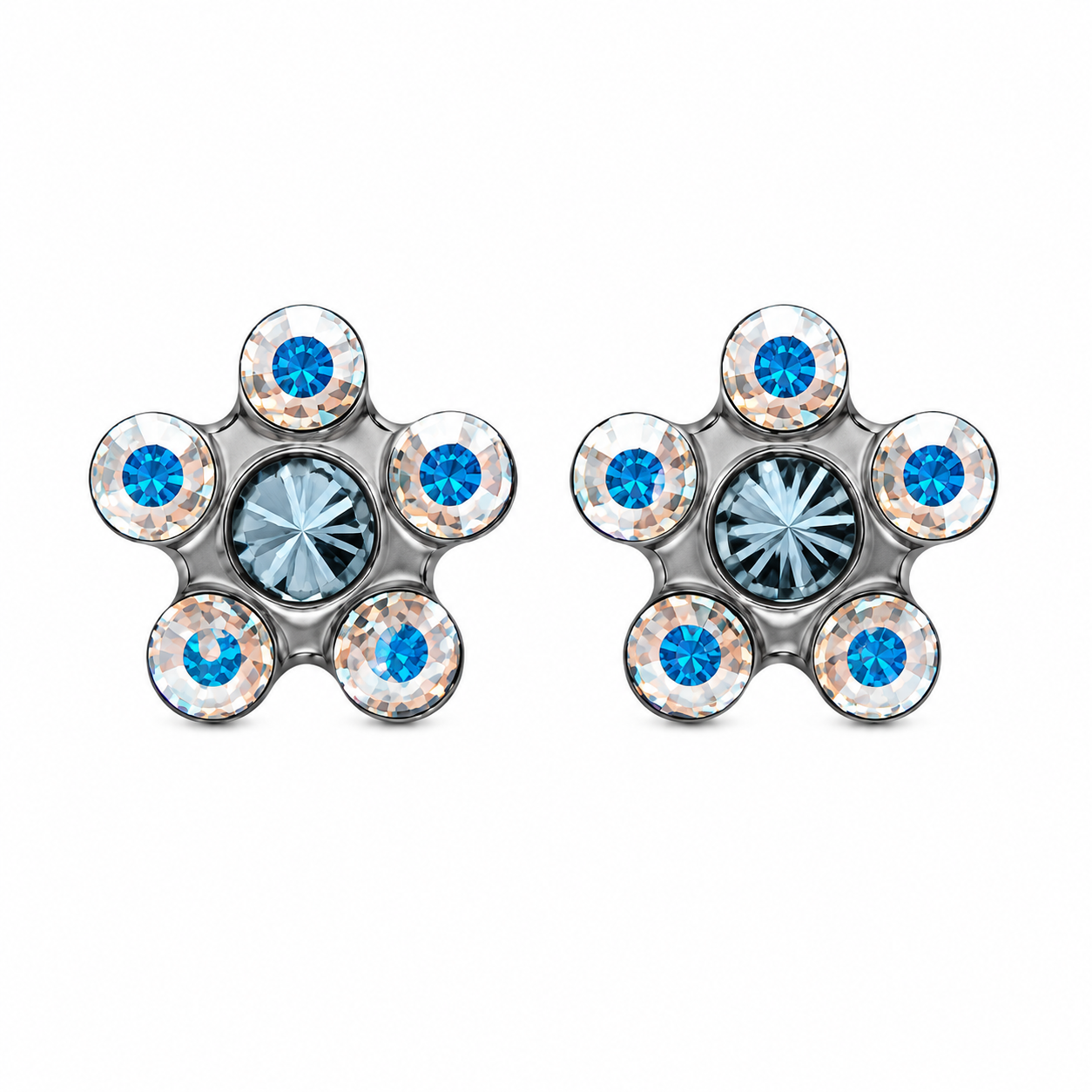 Daisy Crystal March Aquamarine Allergy Free Stainless Steel Ear Studs | Ideal for everyday wear