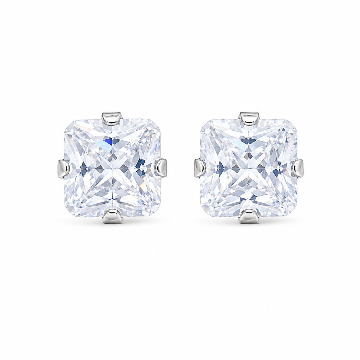 6*6MM Cubic Zirconia Princess cut Allergy Free Stainless Steel Ear Studs | Ideal for everyday wear