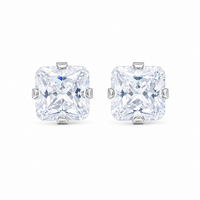 6*6MM Cubic Zirconia Princess cut Allergy Free Stainless Steel Ear Studs | Ideal for everyday wear