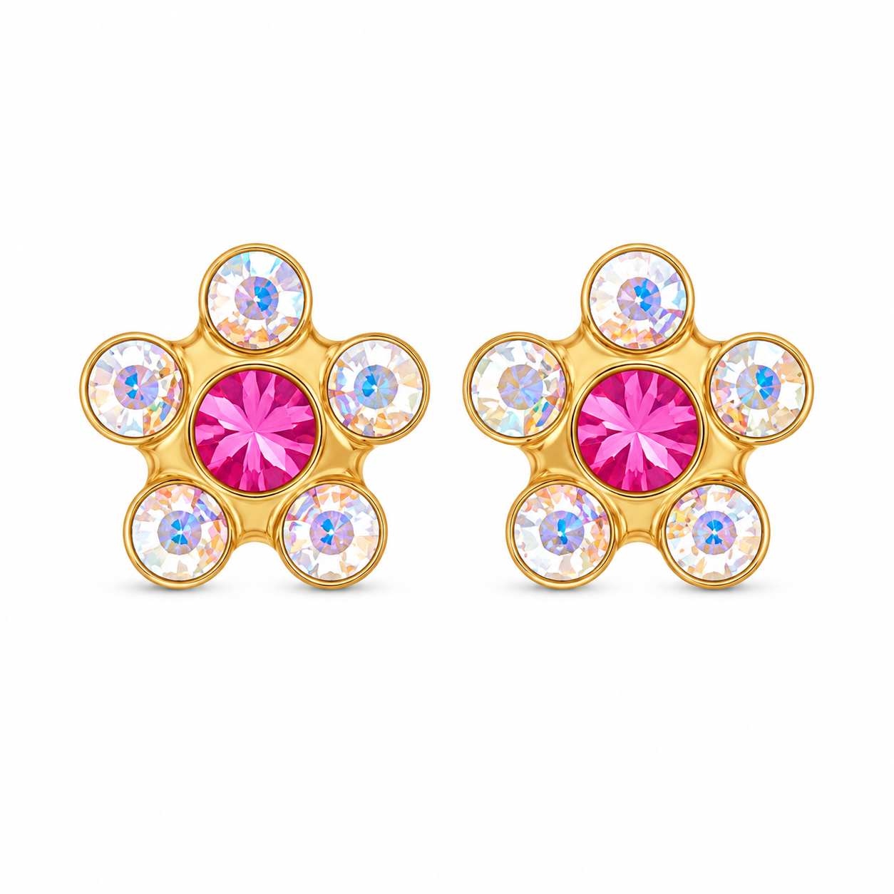 Daisy Ab/Oct Rose 24K Pure Gold Plated Ear Studs | Ideal for everyday wear