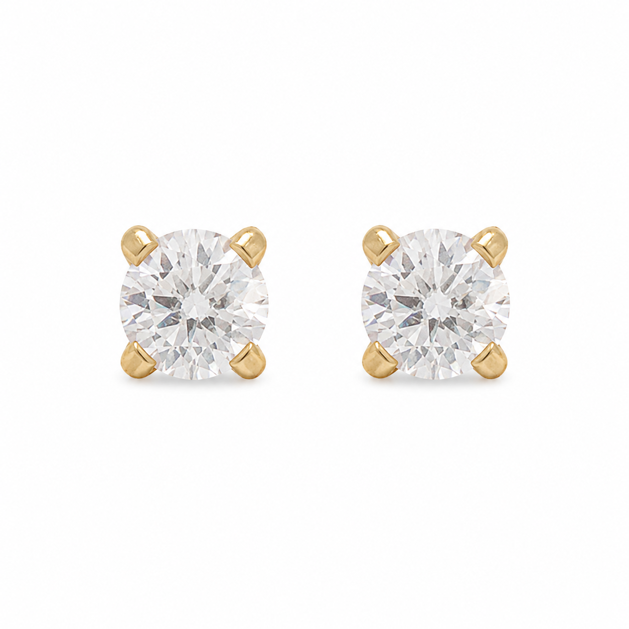 3MM Cubic Zirconia 24K Pure Gold Plated Ear Studs | Ideal for everyday wear