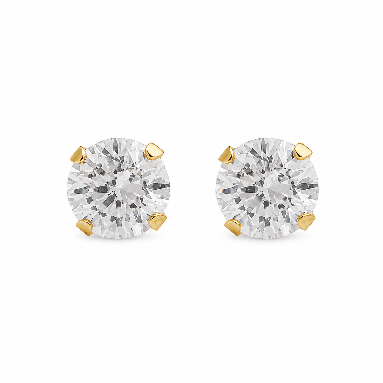 5MM Cubic Zirconia 24K Pure Gold Plated Ear Studs | Ideal for everyday wear