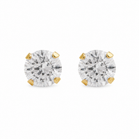 5MM Cubic Zirconia 24K Pure Gold Plated Ear Studs | Ideal for everyday wear