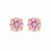 5MM Cubic Zirconia Pink 24K Pure Gold Plated Ear Studs | Ideal for everyday wear