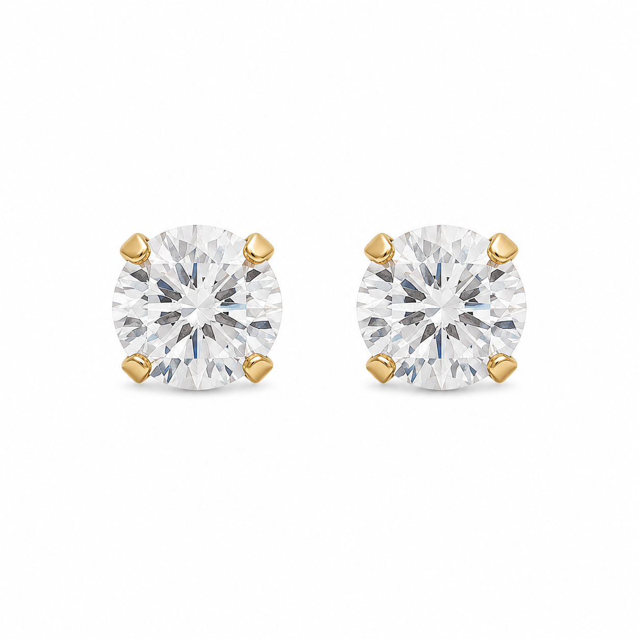 7MM Cubic Zirconia 24K Pure Gold Plated Ear Studs | Ideal for everyday wear