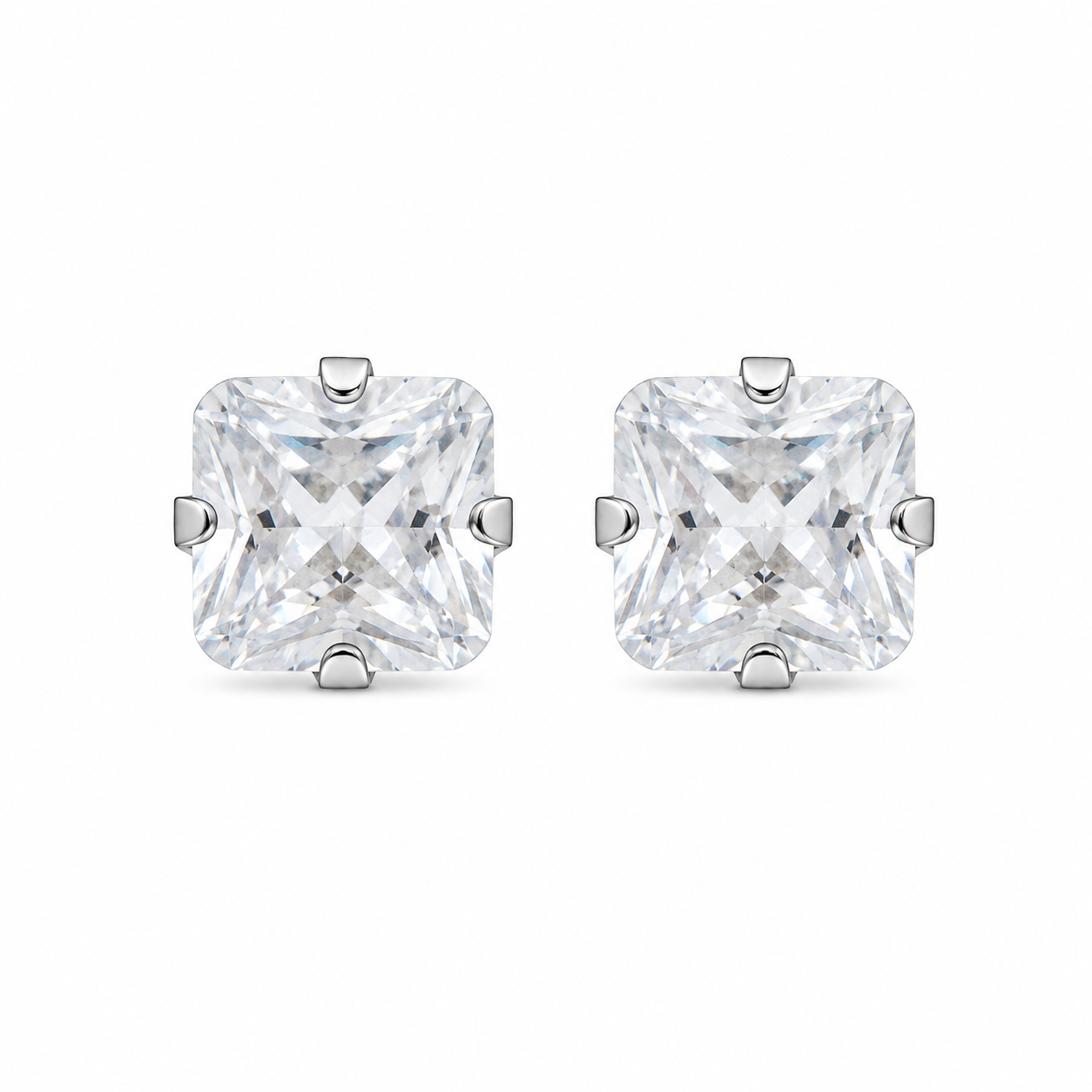 5*5MM Cubic Zirconia Princess cut Allergy Free Stainless Steel Ear Studs | Ideal for everyday wear