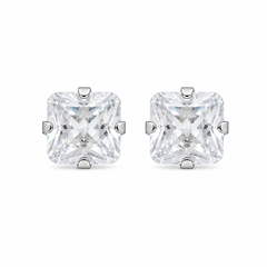 5*5MM Cubic Zirconia Princess cut Allergy Free Stainless Steel Ear Studs | Ideal for everyday wear