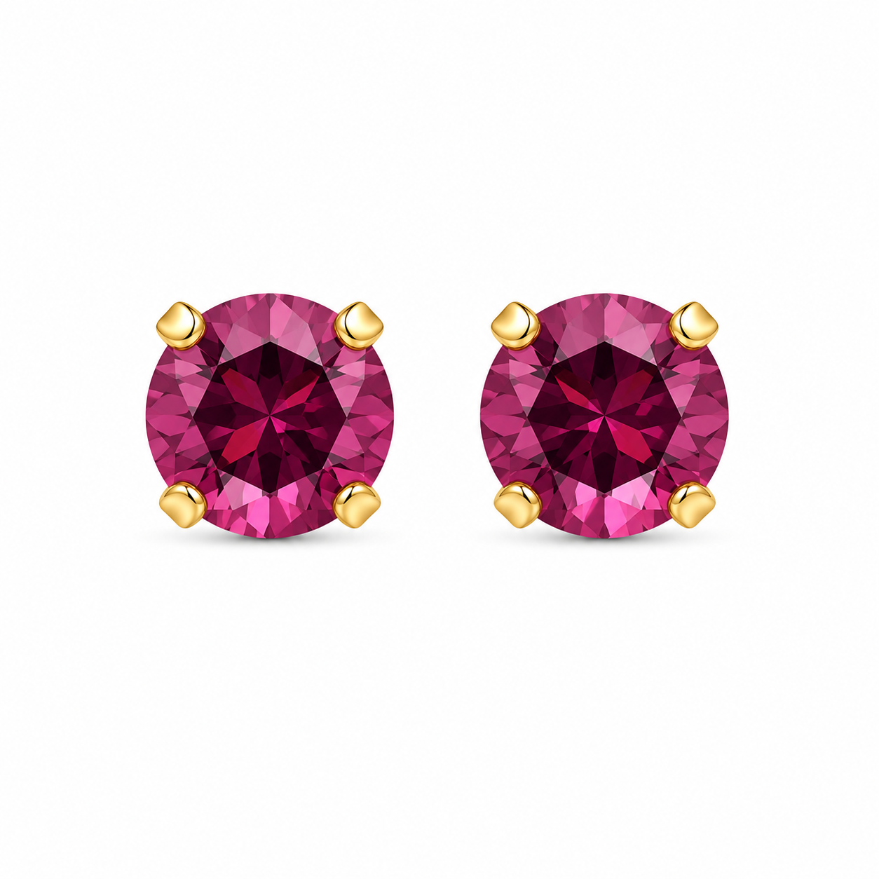 5MM February Amethyst 24K Pure Gold Plated Ear Studs | Ideal for everyday wear
