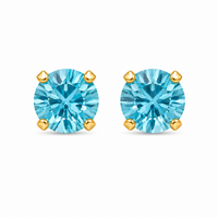 5MM March - Aquamarine 24K Pure Gold Plated Ear Studs | Ideal for everyday wear
