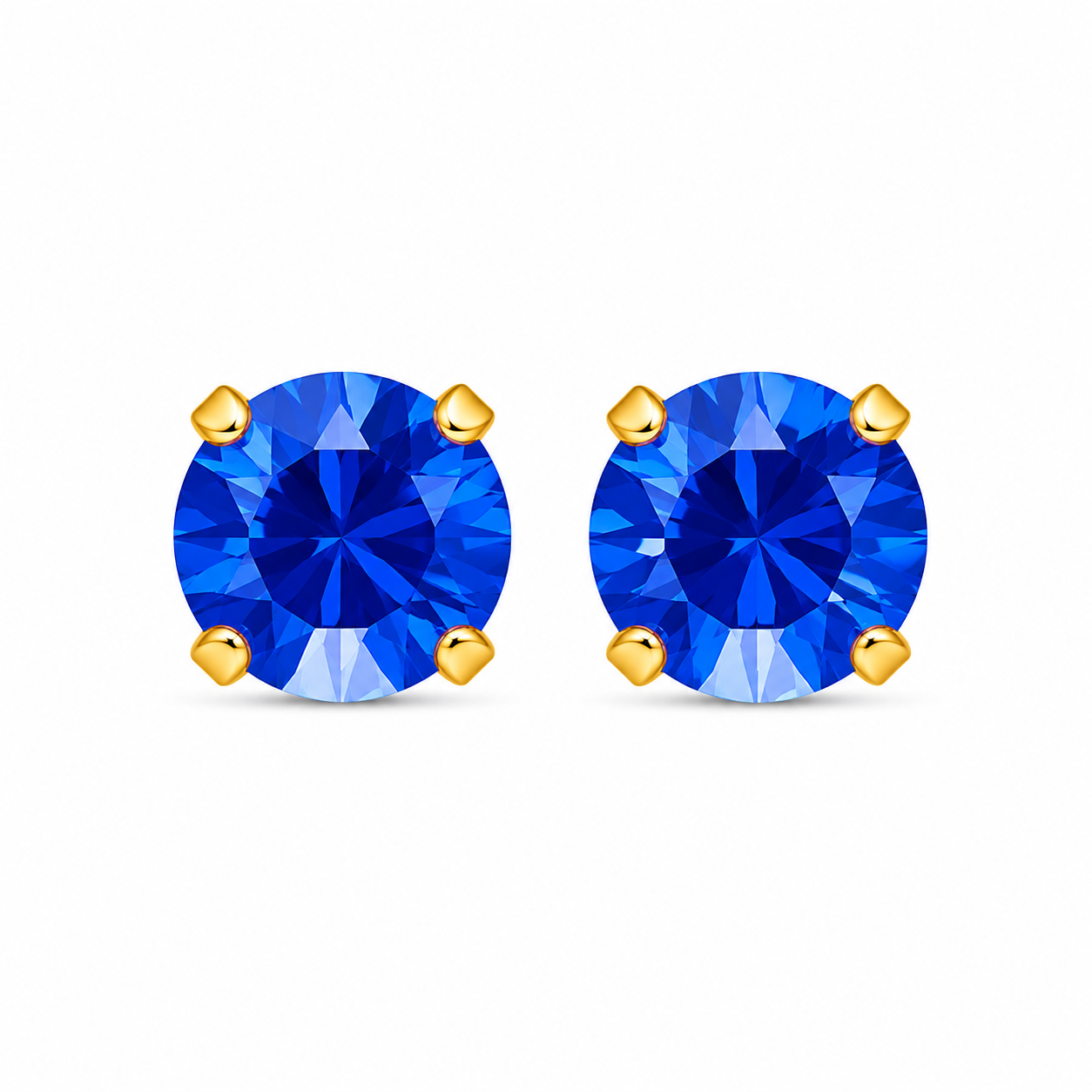5MM September Sapphire 24K Pure Gold Plated Ear Studs | Ideal for everyday wear