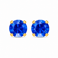 5MM September Sapphire 24K Pure Gold Plated Ear Studs | Ideal for everyday wear