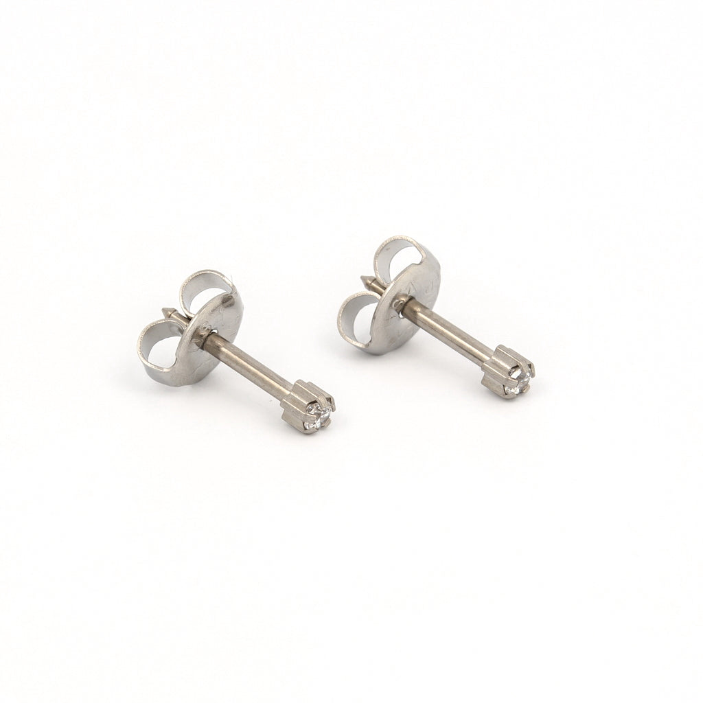 4MM Cubic Zirconia Allergy Free Stainless Steel Ear Studs | MADE IN USA | Ideal for everyday wear