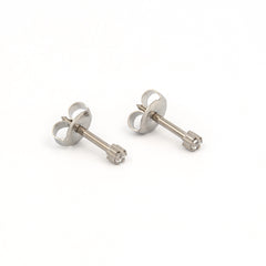 4MM Cubic Zirconia Allergy Free Stainless Steel Ear Studs | MADE IN USA | Ideal for everyday wear