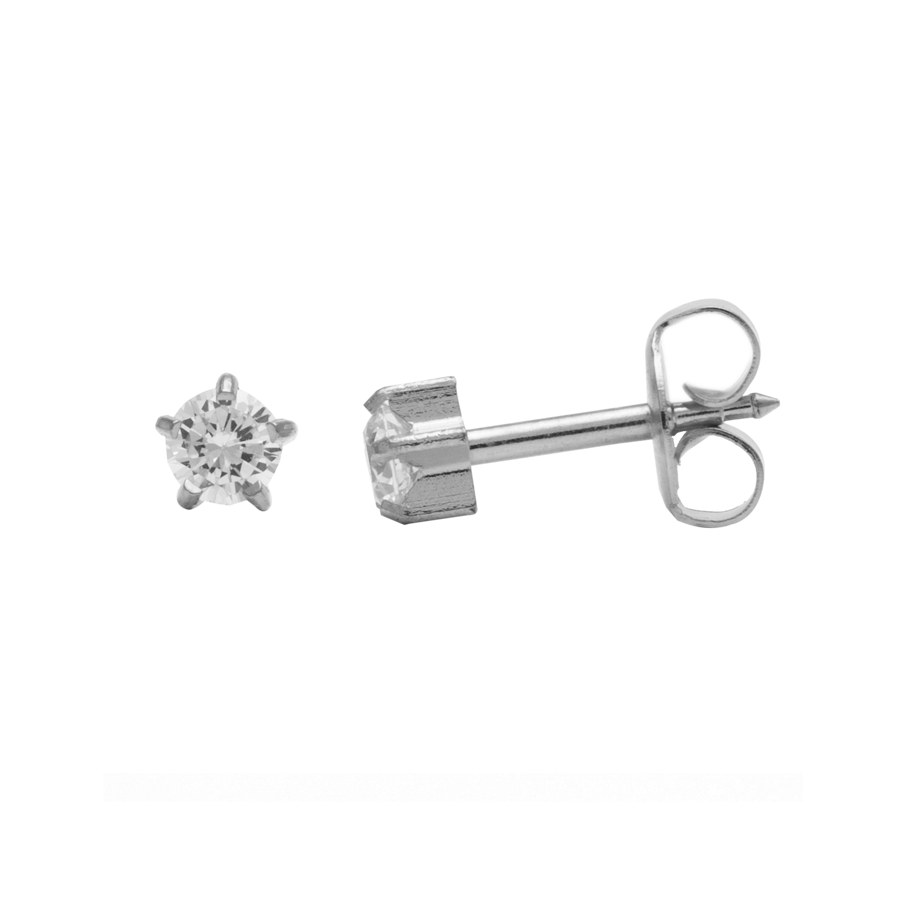 4MM Cubic Zirconia Allergy Free Stainless Steel Ear Studs | MADE IN USA | Ideal for everyday wear
