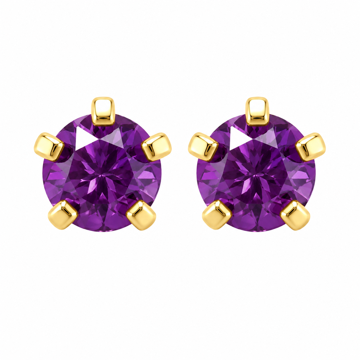 3MM February – Amethyst Birthstone 24K Pure Gold Plated Ear Studs | Ideal for everyday wear