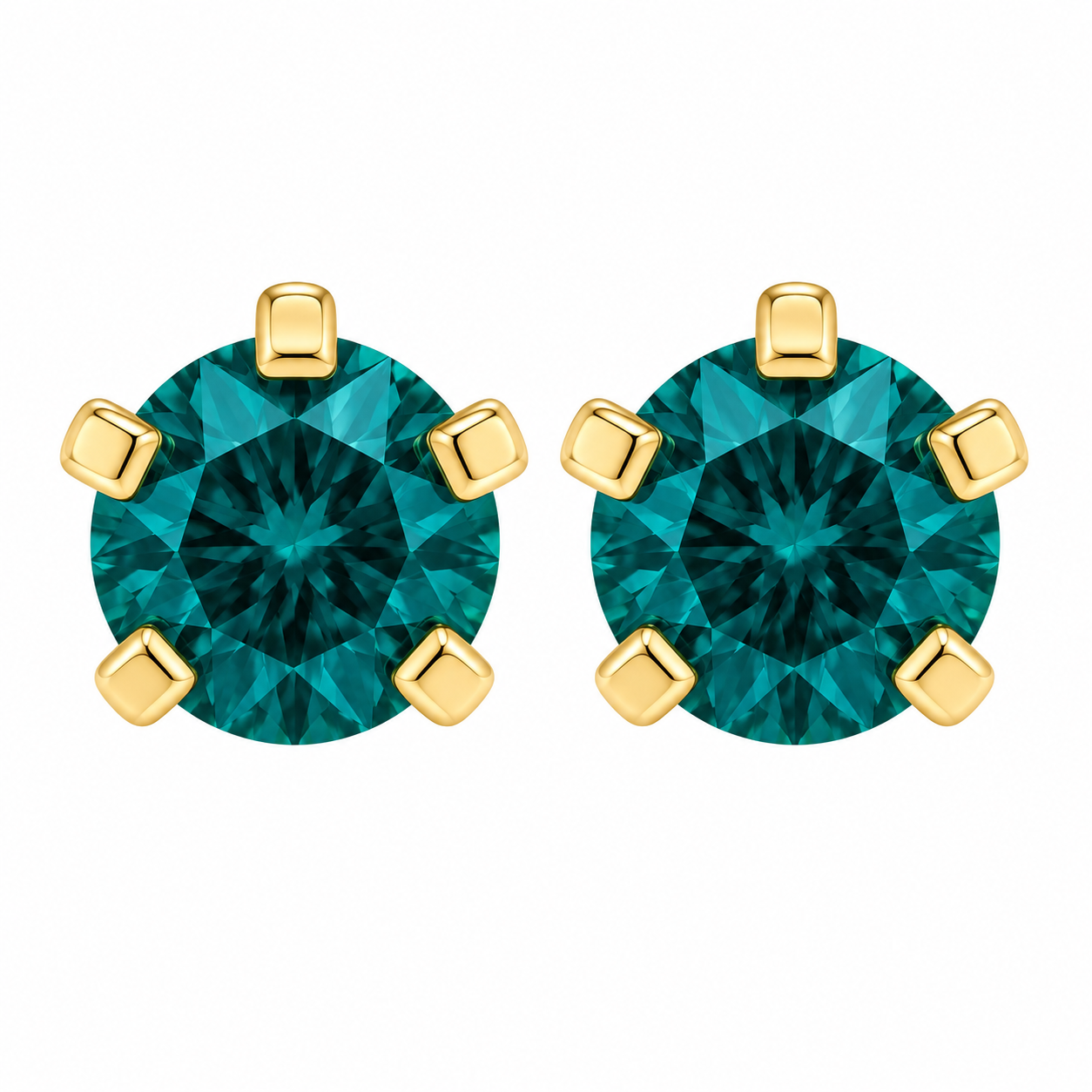 3MM December – Blue Zircon Birthstone 24K Pure Gold Plated Ear Studs | Ideal for everyday wear