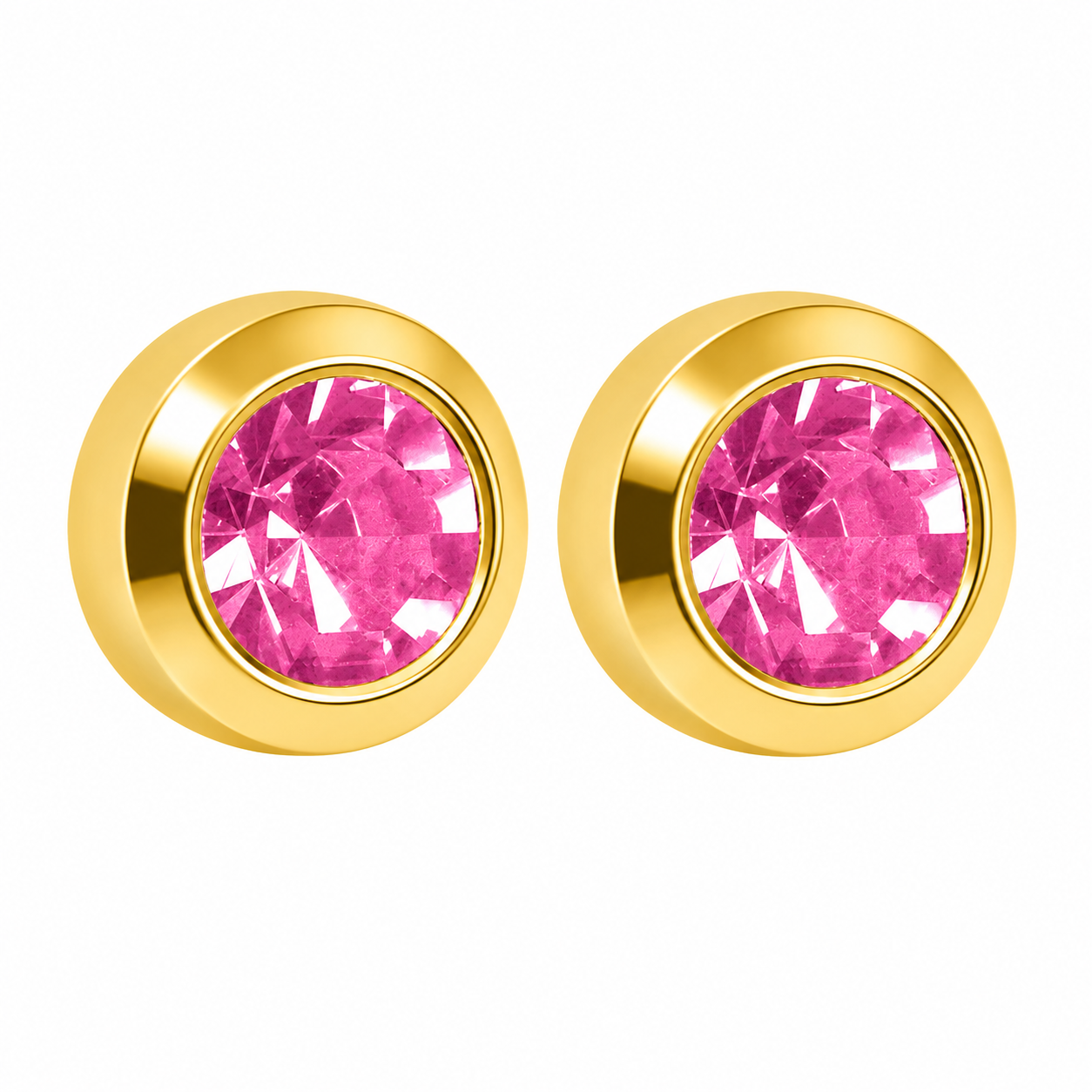 3MM October – Rose Bezel 24K Pure Gold Plated Ear Studs | MADE IN USA | Ideal for everyday wear