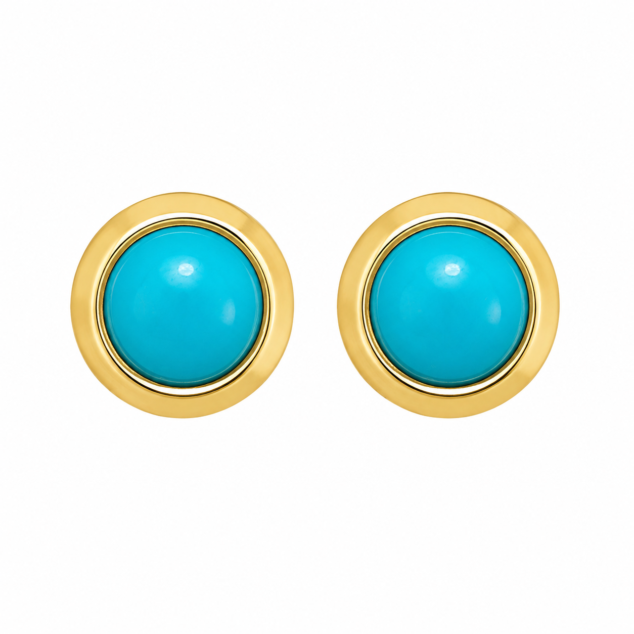 3MM Turquoise Pearl Bezel 24K Pure Gold Plated Ear Studs | MADE IN USA | Ideal for everyday wear