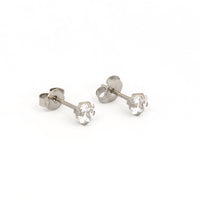 4MM Cubic Zirconia Princess Cut Stainless Steel Ear Studs | MADE IN USA | Ideal for everyday wear